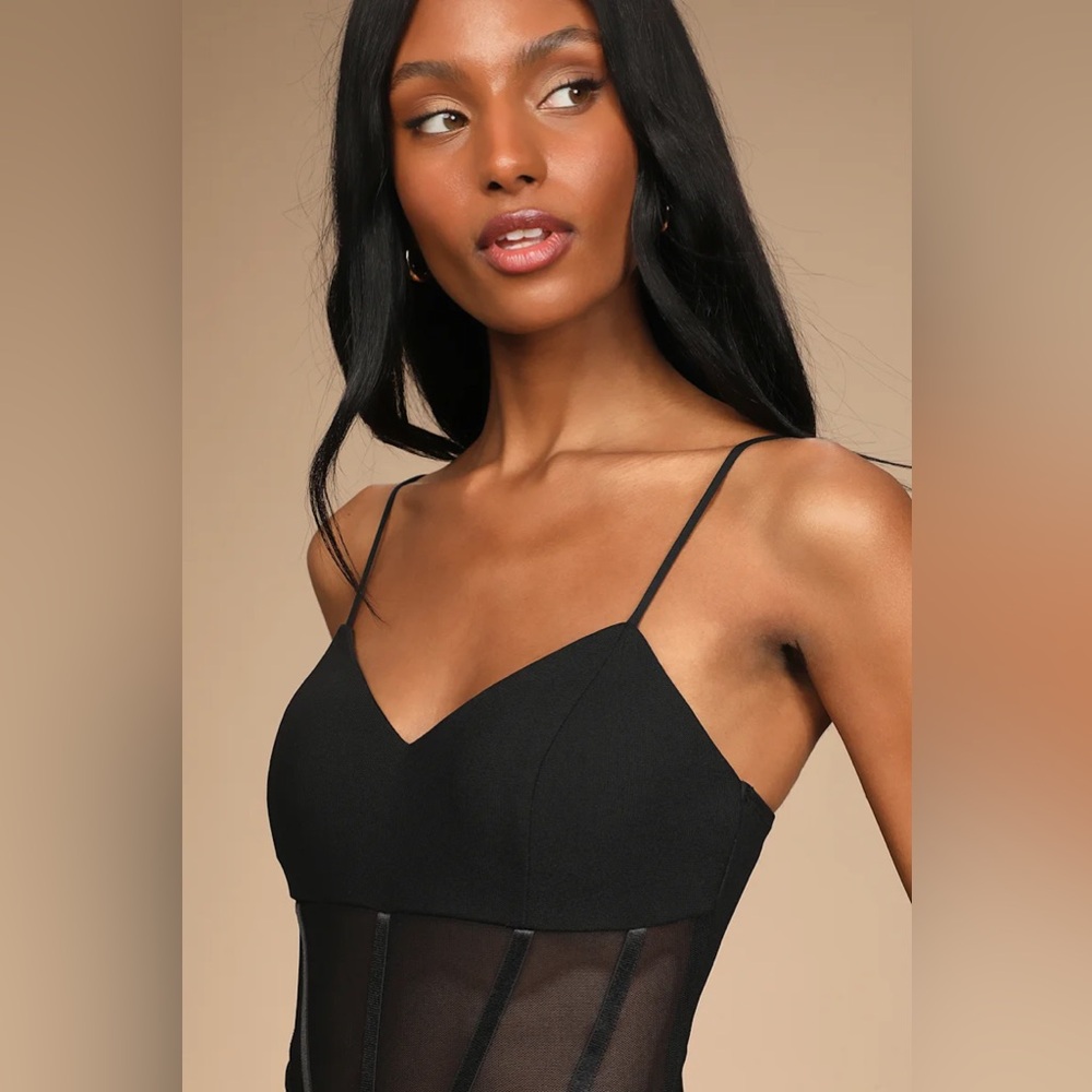 Lulus Nights Out with You Black Mesh Midi Bodycon Dress - Picture 4 of 5